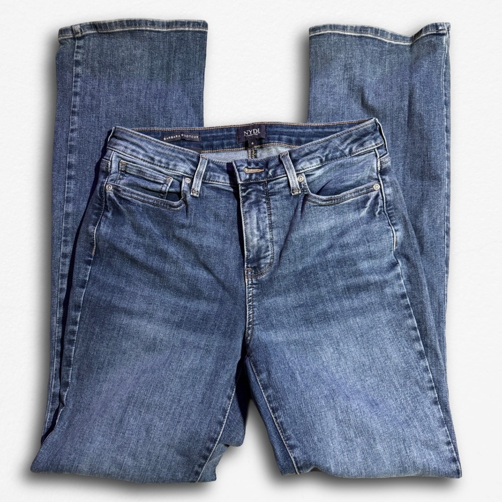 NYDJ Barbara Bootcut Jeans Blue High Rise Stretch Denim Size 6 Lift Tuck Tech